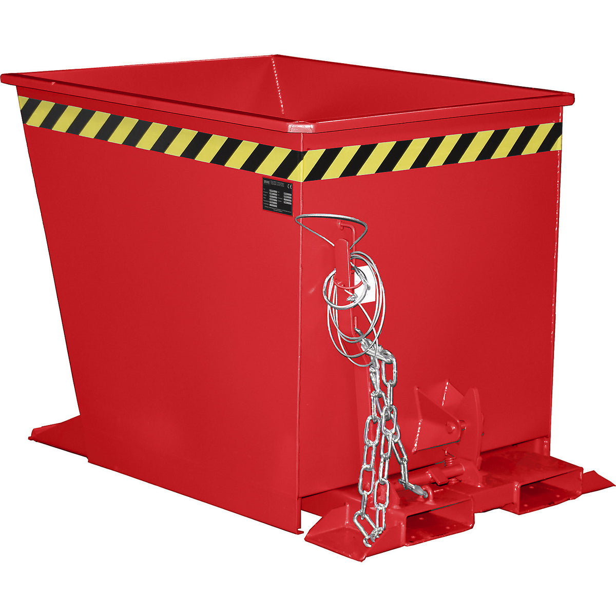 Tilting skip for tugger trains, capacity 0.55 m³, red RAL 3000.