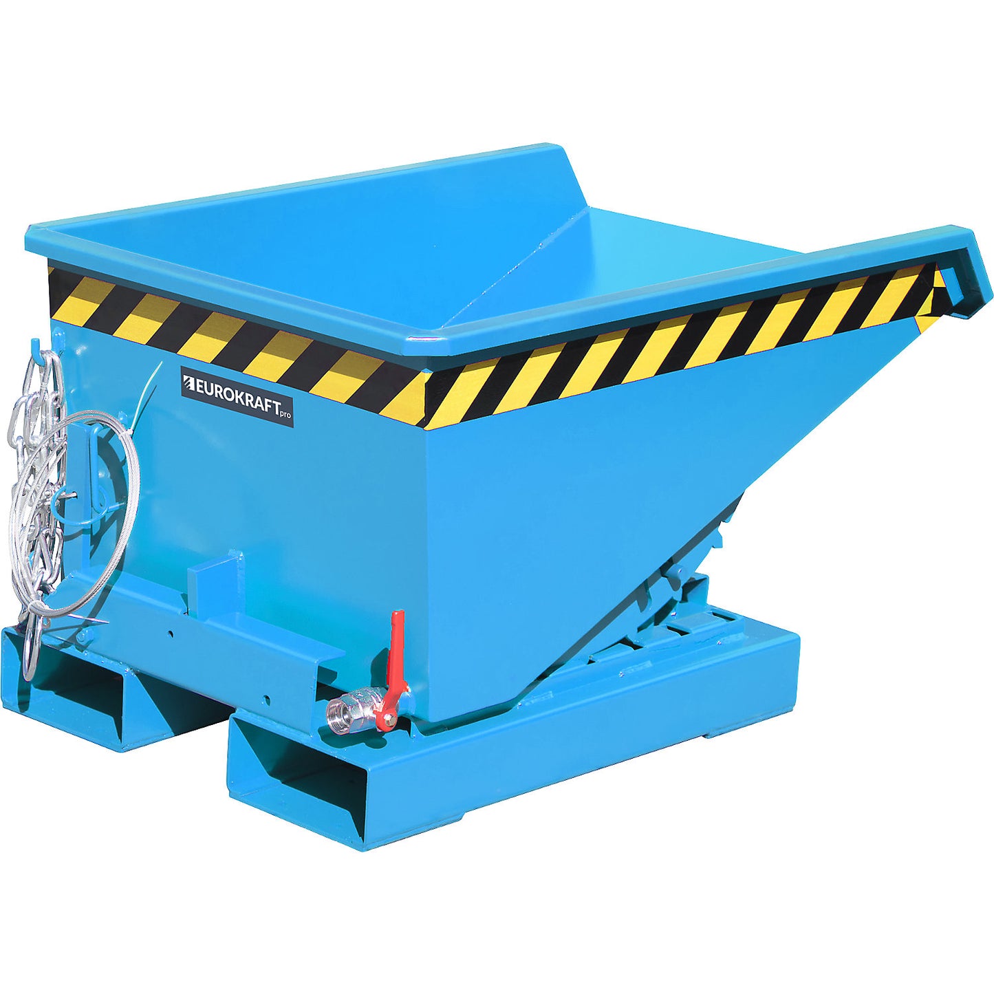 Mini tilting skip for chippings, capacity 0.225 m³, blue RAL 5012.