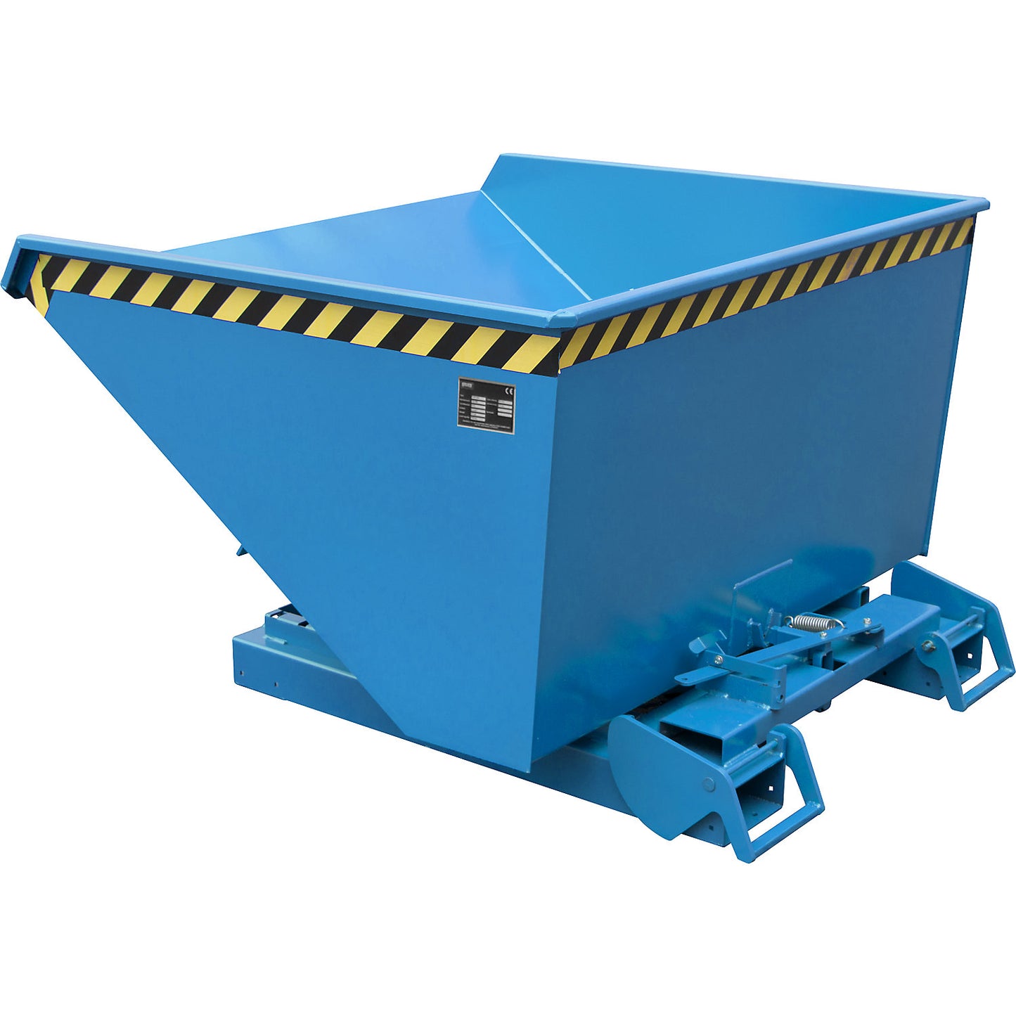 Automatic tilting skip, capacity 1.2 m³, blue RAL 5012.