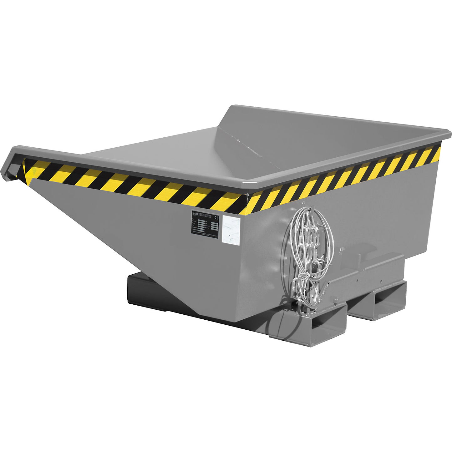 Tilting skip incl. roll-off mechanism, capacity 0.275 m³, LxWxH 1210 x 960 x 540 mm, grey.