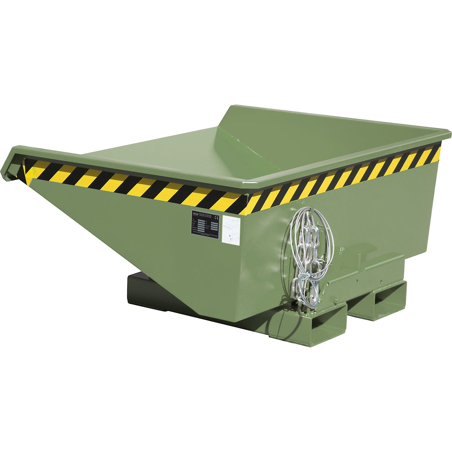 Tilting skip incl. roll-off mechanism, capacity 0.275 m³, LxWxH 1210 x 960 x 540 mm, green.