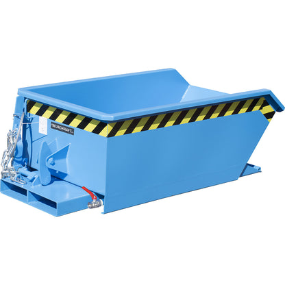 Mini tilting skip for metal swarf, low overall height, capacity 0.23 m³, blue RAL 5012.
