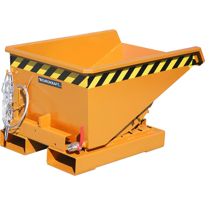 Mini tilting skip for chippings, capacity 0.15 m³, orange RAL 2000.
