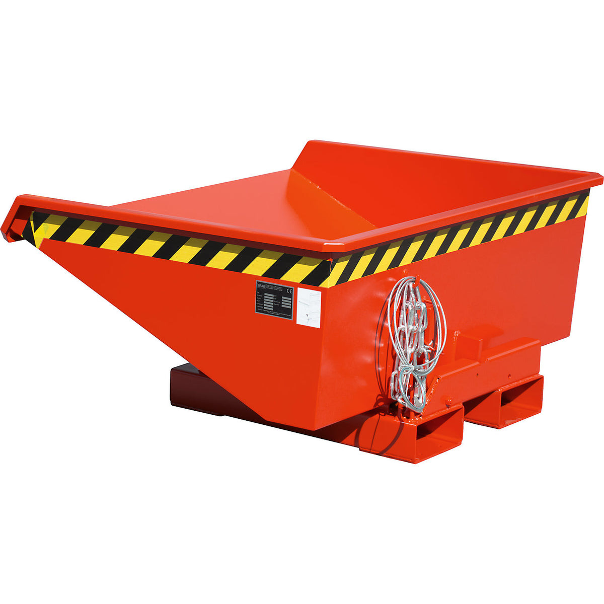 Tilting skip incl. roll-off mechanism, capacity 0.275 m³, LxWxH 1210 x 960 x 540 mm, red.