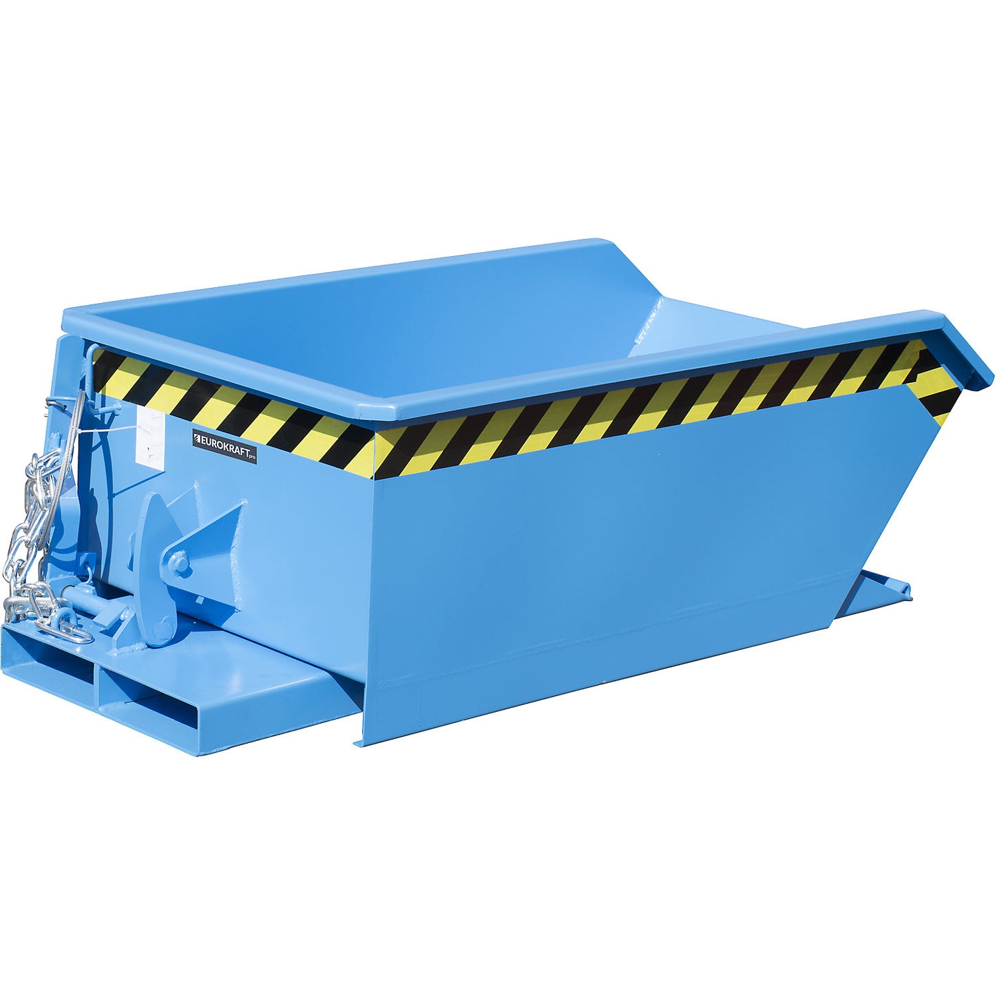 Mini tilting skip, low front edge, capacity 0.23 m³, blue RAL 5012.