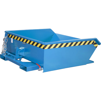 Mini tilting skip for metal swarf, low overall height, capacity 0.46 m³, blue RAL 5012.