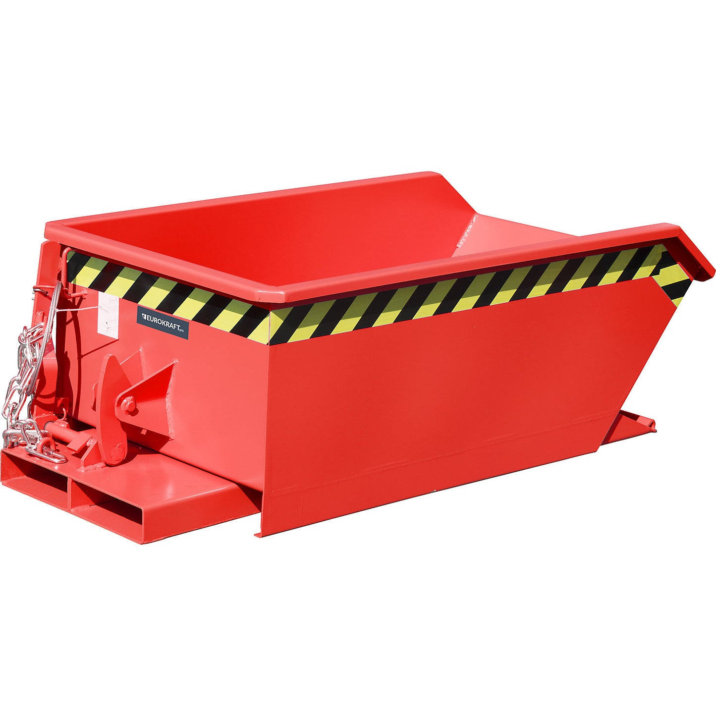 Mini tilting skip, low front edge, capacity 0.23 m³, red RAL 3000.