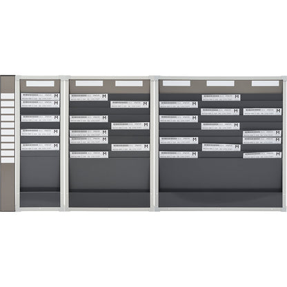 Card sorting board system, 10 compartments, height 750 mm, index column.