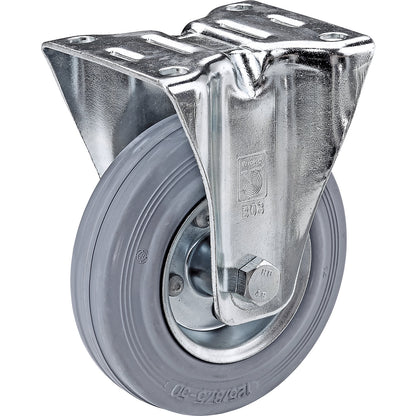 Solid rubber tyre, non-marking, wheel Ø x width 160 x 40 mm, fixed castor.