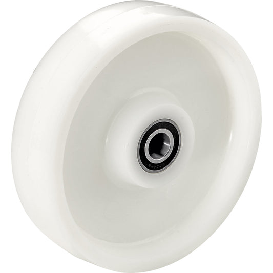 Nylon wheel, ball bearings, wheel Ø x width 125 x 40 mm, max. load 600 kg.