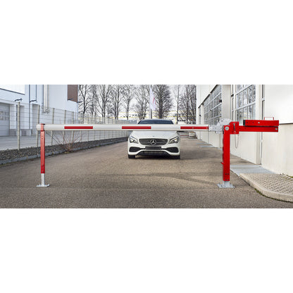 Access barrier, barrier, with counterbalance weight and fixed support arm, barrier beam length 7 m.