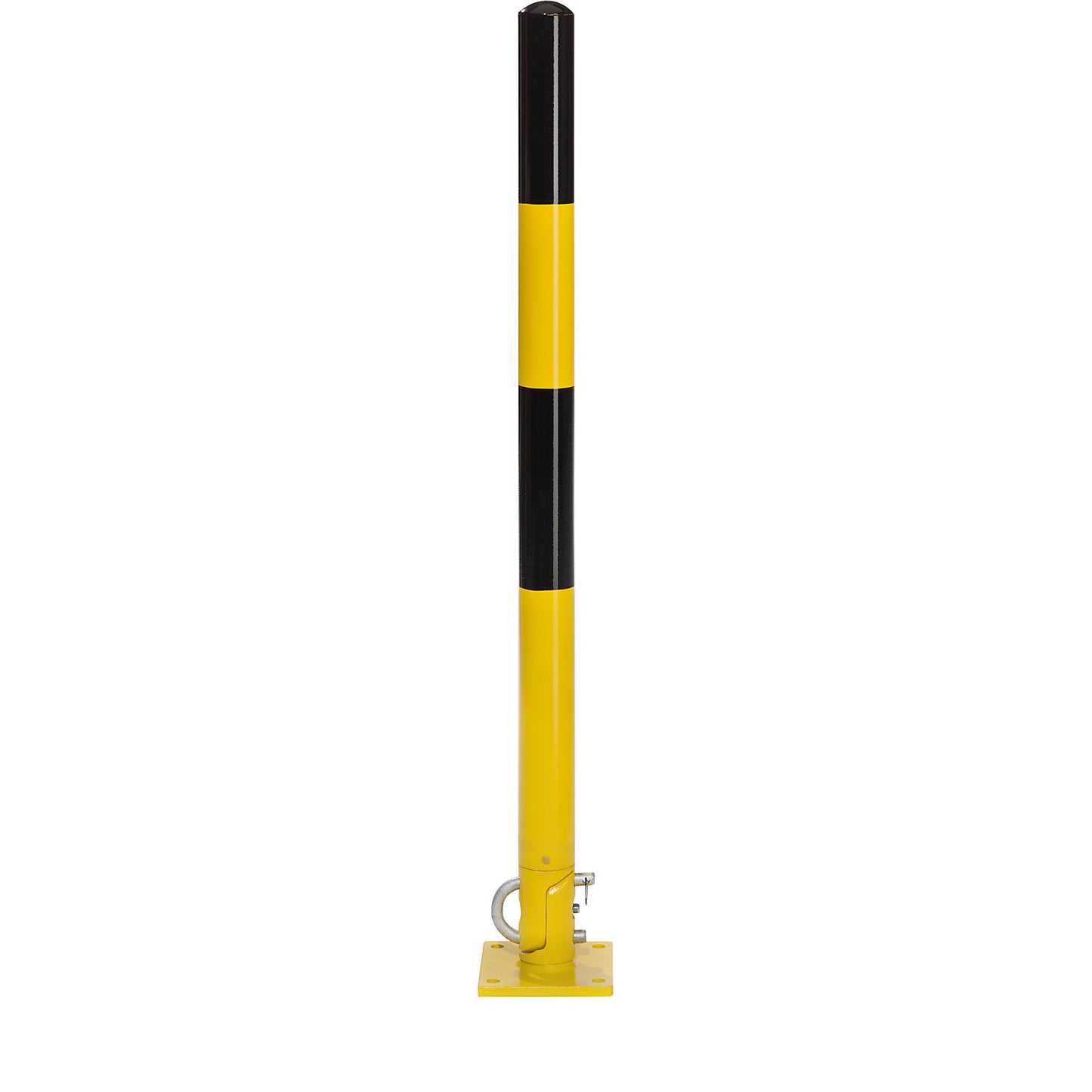 Folding barrier post, for bolting in place, black-yellow.