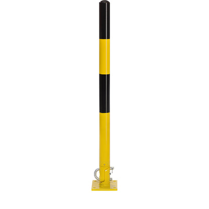 Folding barrier post, for bolting in place, black-yellow.