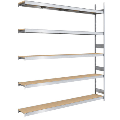 Wide span boltless shelf unit chipboard panels, height 3000 mm, width 2500 (2 x 1250) mm, max. bay load 2000 kg, depth 400 mm, extension shelf unit.