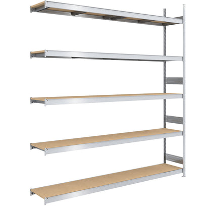 Wide span boltless shelf unit chipboard panels, height 3000 mm, width 2500 (2 x 1250) mm, max. bay load 2000 kg, depth 500 mm, extension shelf unit.