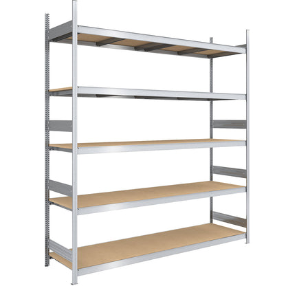 Wide span boltless shelf unit chipboard panels, height 3000 mm, width 2500 (2 x 1250) mm, max. bay load 2000 kg, depth 800 mm, standard shelf unit.
