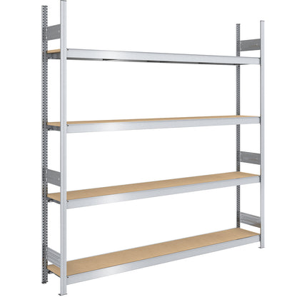 Wide span boltless shelf unit chipboard panels, height 2500 mm, width 2250 (2 x 1125) mm, max. bay load 1750 kg, depth 400 mm, standard shelf unit.