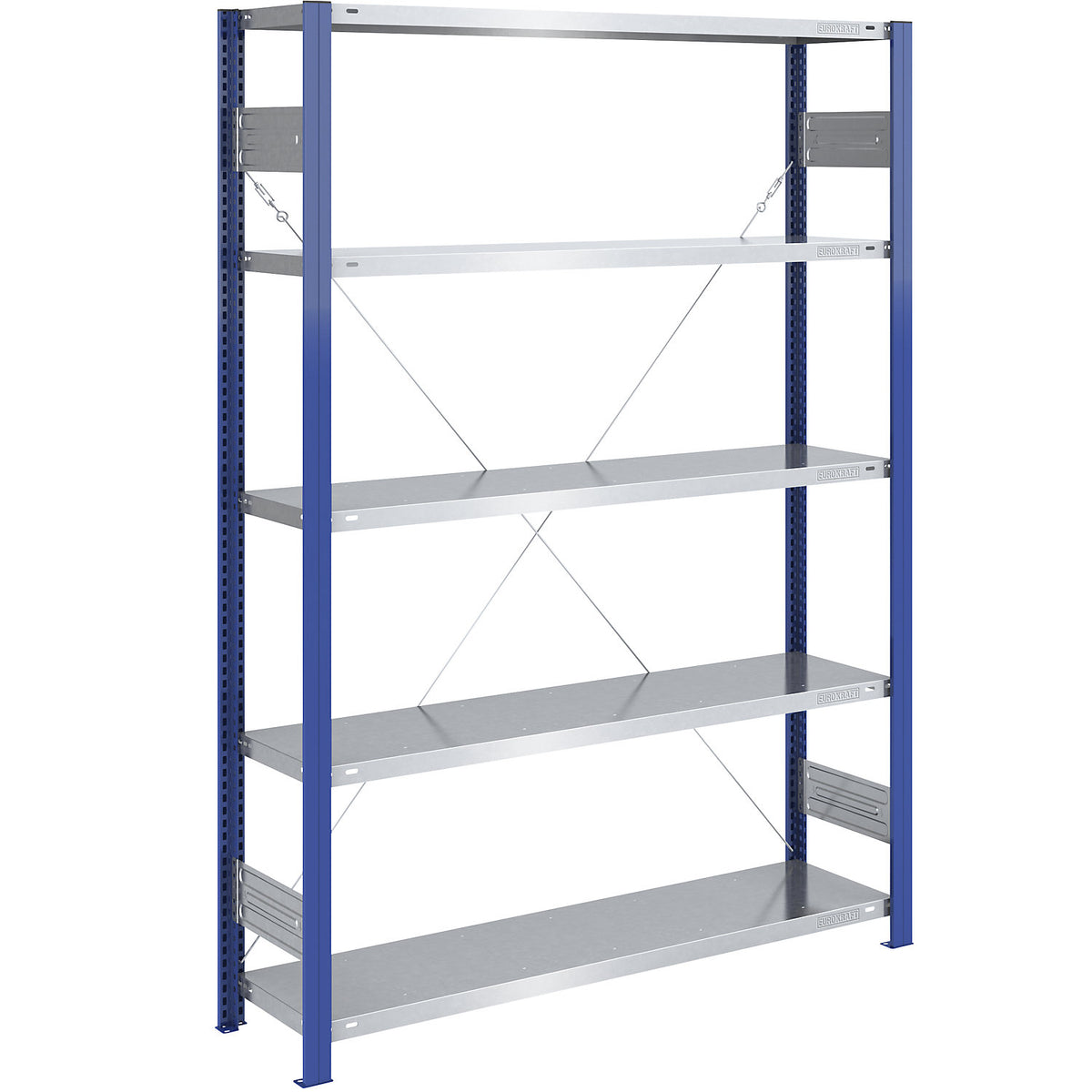 Boltless shelving unit, light duty, single-sided, HxWxD 2000 x 1300 x 400 mm, blue/zinc plated, standard shelf unit.