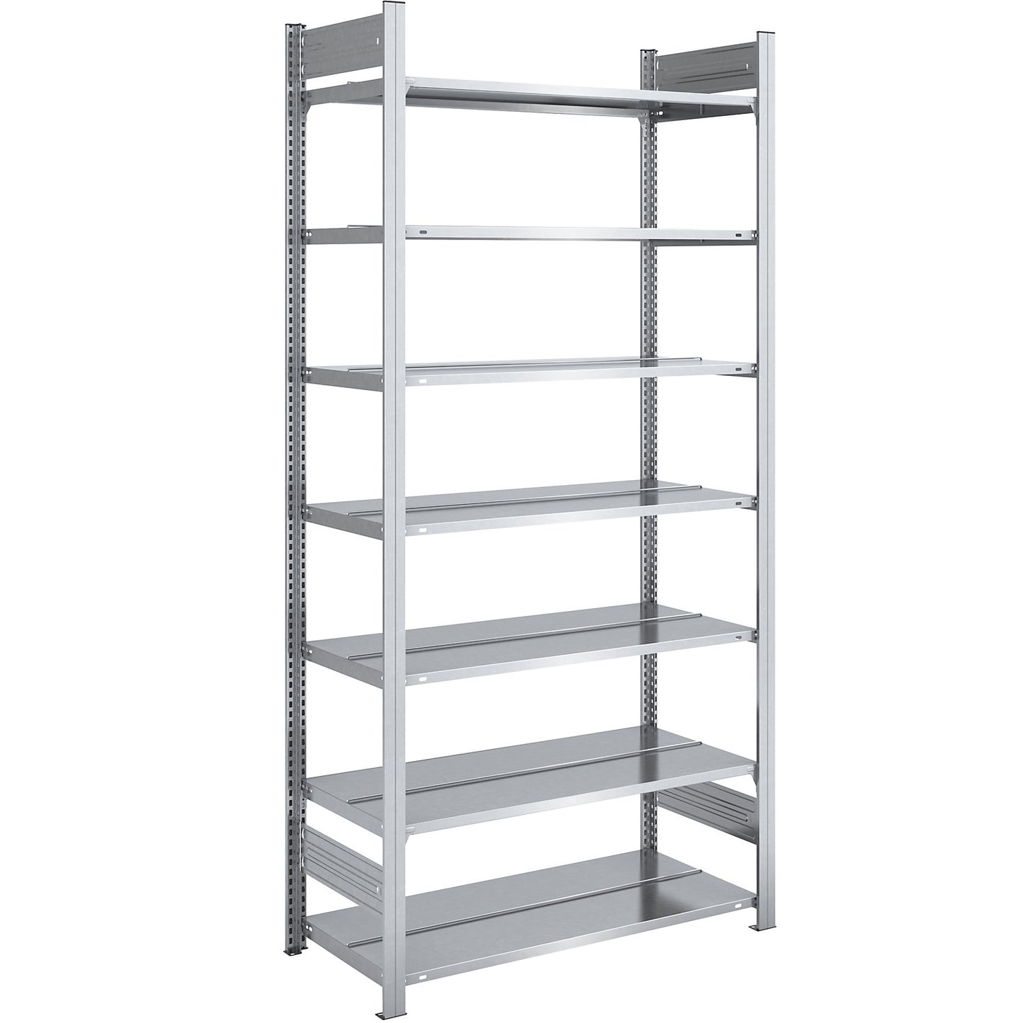 Boltless filing shelf unit, zinc plated, shelf height 2350 mm, double sided, standard shelf unit, WxD 1000 x 600 mm.