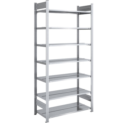Boltless filing shelf unit, zinc plated, shelf height 2350 mm, double sided, standard shelf unit, WxD 1000 x 600 mm.