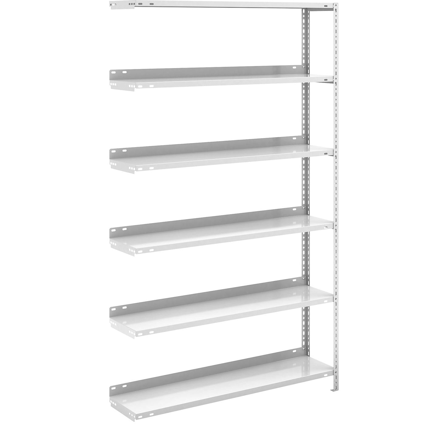 Bolt-together archive shelving, light grey RAL 7035, shelf height 1850 mm, extension shelf, width x depth 1000 x 300 mm.