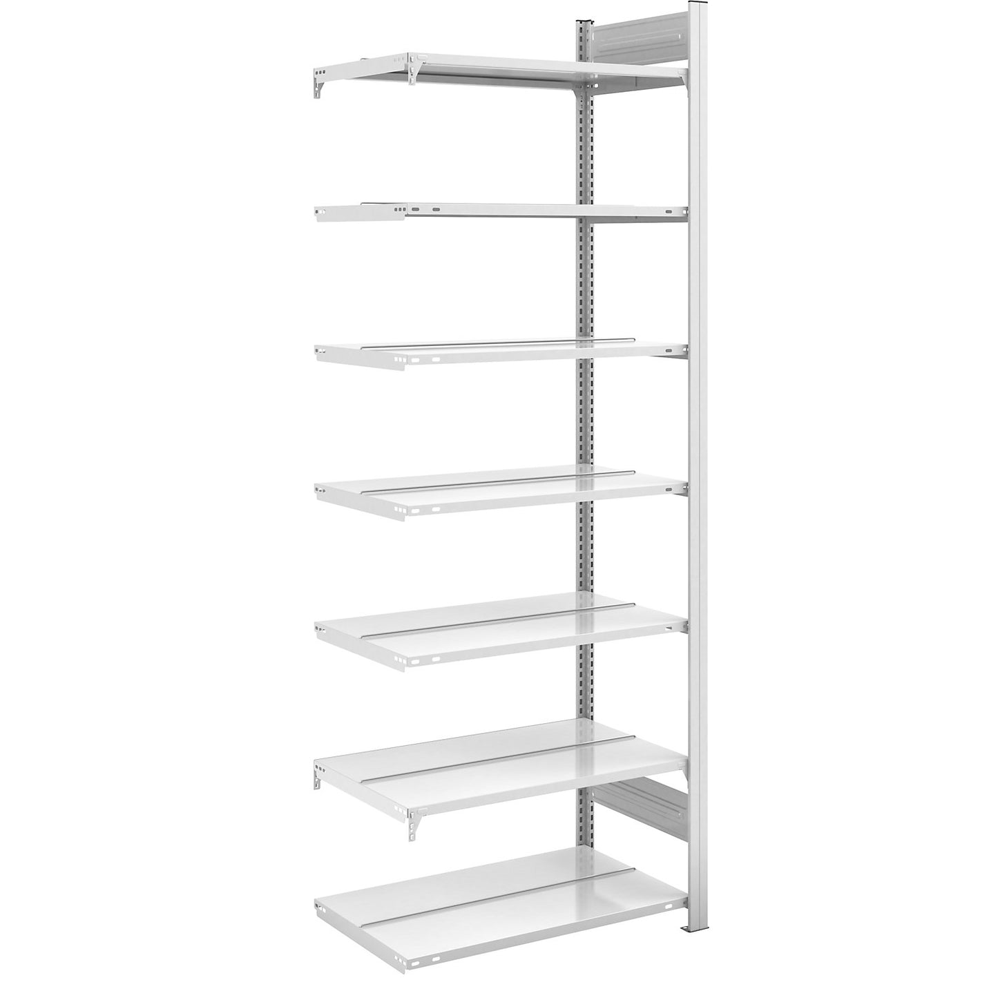Boltless filing shelf unit, RAL 7035, shelf height 2350 mm, double sided, extension shelf unit, WxD 750 x 600 mm.