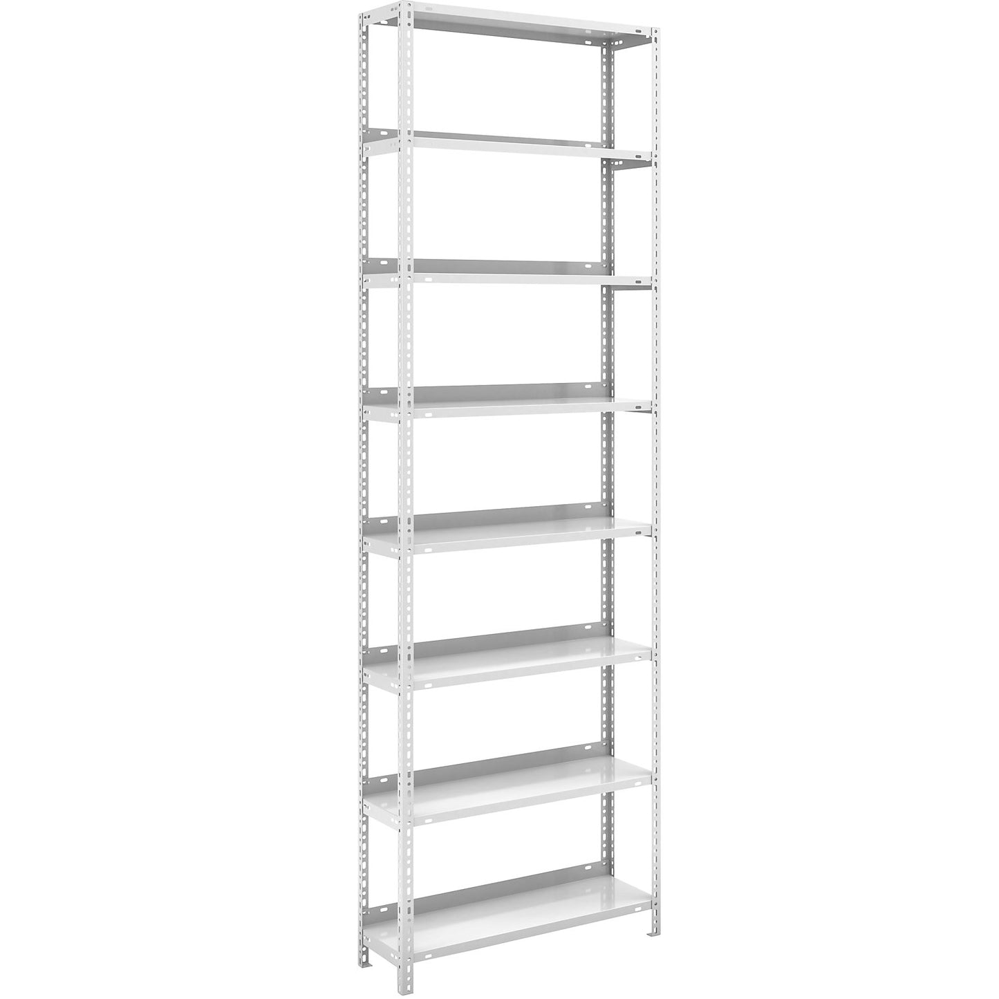 Bolt-together archive shelving, light grey RAL 7035, shelf height 2550 mm, standard shelf, width x depth 750 x 300 mm.