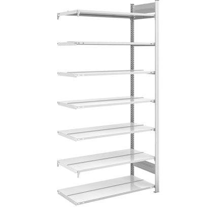 Boltless filing shelf unit, RAL 7035, shelf height 2350 mm, double sided, extension shelf unit, WxD 1000 x 600 mm.