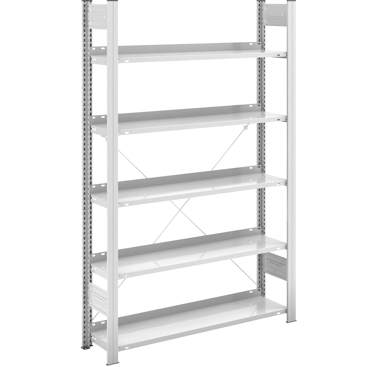 Boltless filing shelf unit, RAL 7035, shelf height 1750mm, single sided, standard shelf unit, WxD 1000 x 300 mm.
