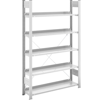 Boltless filing shelf unit, RAL 7035, shelf height 1750mm, single sided, standard shelf unit, WxD 1000 x 300 mm.