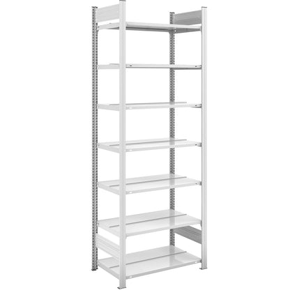 Boltless filing shelf unit, RAL 7035, shelf height 2350 mm, double sided, standard shelf unit, WxD 750 x 600 mm.