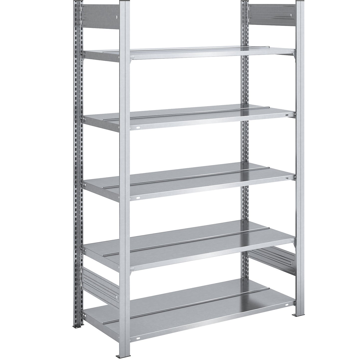 Boltless filing shelf unit, zinc plated, shelf height 1750 mm, double sided, standard shelf unit, WxD 1000 x 600 mm.