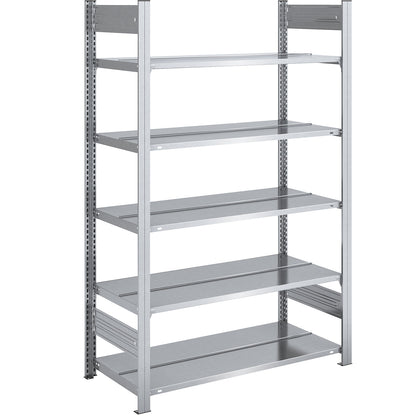 Boltless filing shelf unit, zinc plated, shelf height 1750 mm, double sided, standard shelf unit, WxD 1000 x 600 mm.