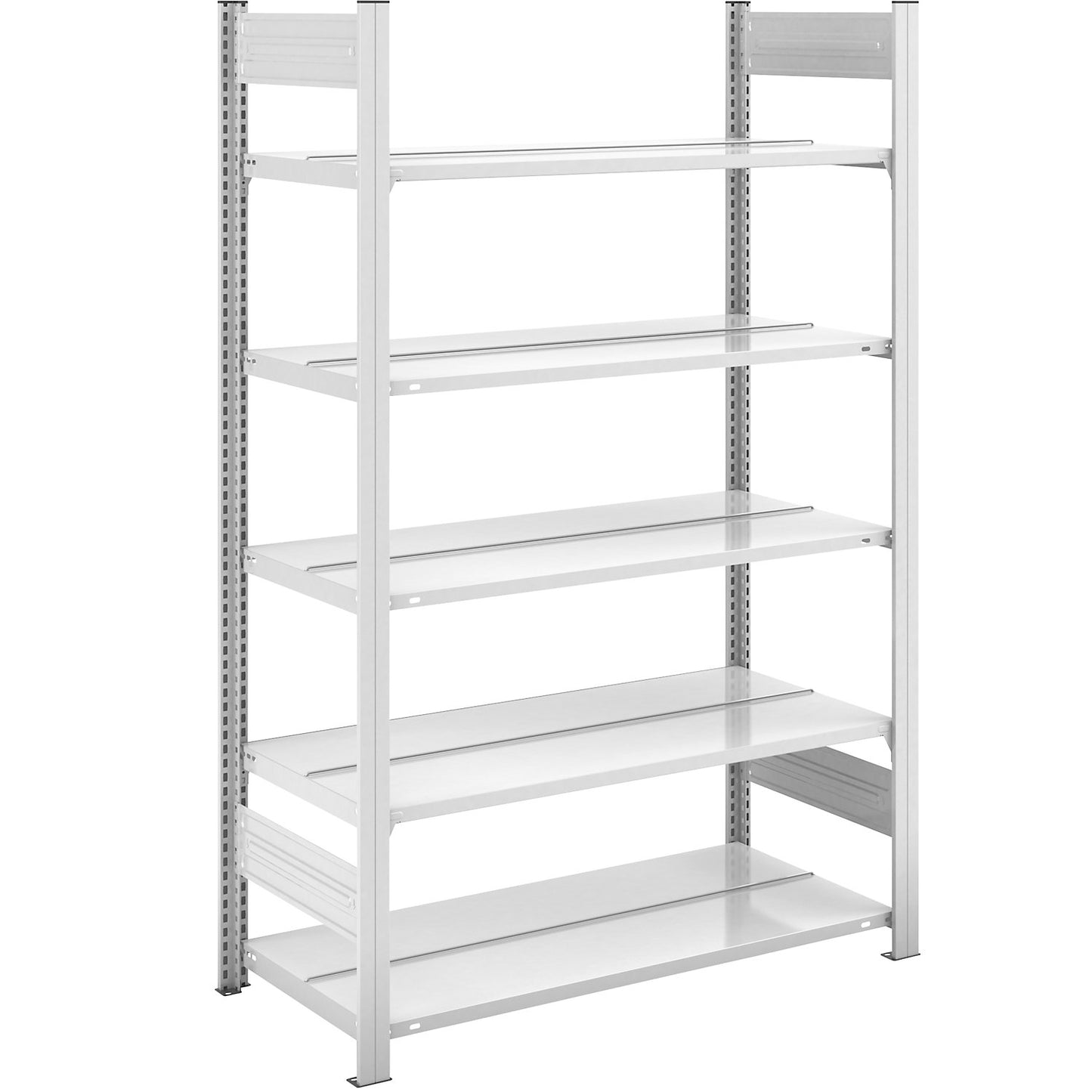Boltless filing shelf unit, RAL 7035, shelf height 1750 mm, double sided, standard shelf unit, WxD 1000 x 600 mm.