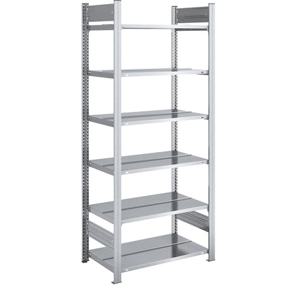 Boltless filing shelf unit, zinc plated, shelf height 2000 mm, double sided, standard shelf unit, WxD 750 x 600 mm.