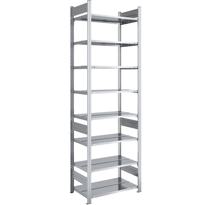 Boltless filing shelf unit, zinc plated, shelf height 2700 mm, double sided, standard shelf unit, WxD 750 x 600 mm.