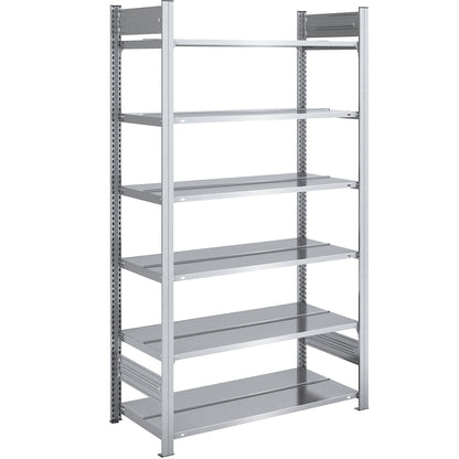 Boltless filing shelf unit, zinc plated, shelf height 2000 mm, double sided, standard shelf unit, WxD 1000 x 600 mm.