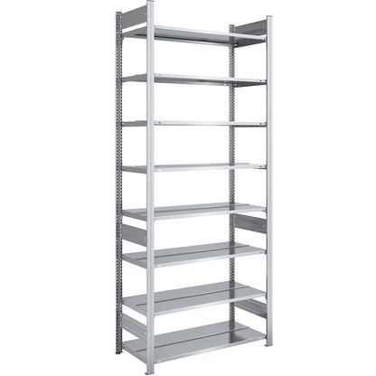 Boltless filing shelf unit, zinc plated, shelf height 2700 mm, double sided, standard shelf unit, WxD 1000 x 600 mm.
