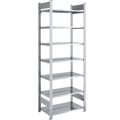Boltless filing shelf unit, zinc plated, shelf height 2350 mm, double sided, standard shelf unit, WxD 750 x 600 mm.