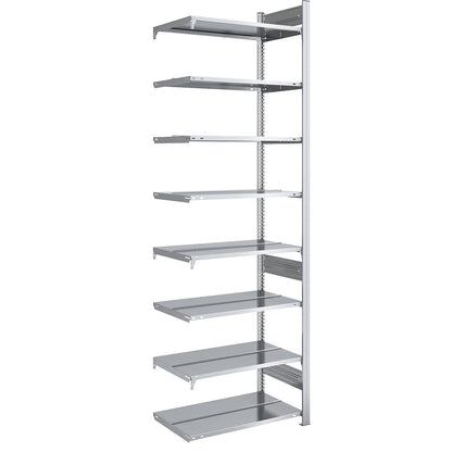 Boltless filing shelf unit, zinc plated, shelf height 2700 mm, double sided, extension shelf unit, WxD 750 x 600 mm.