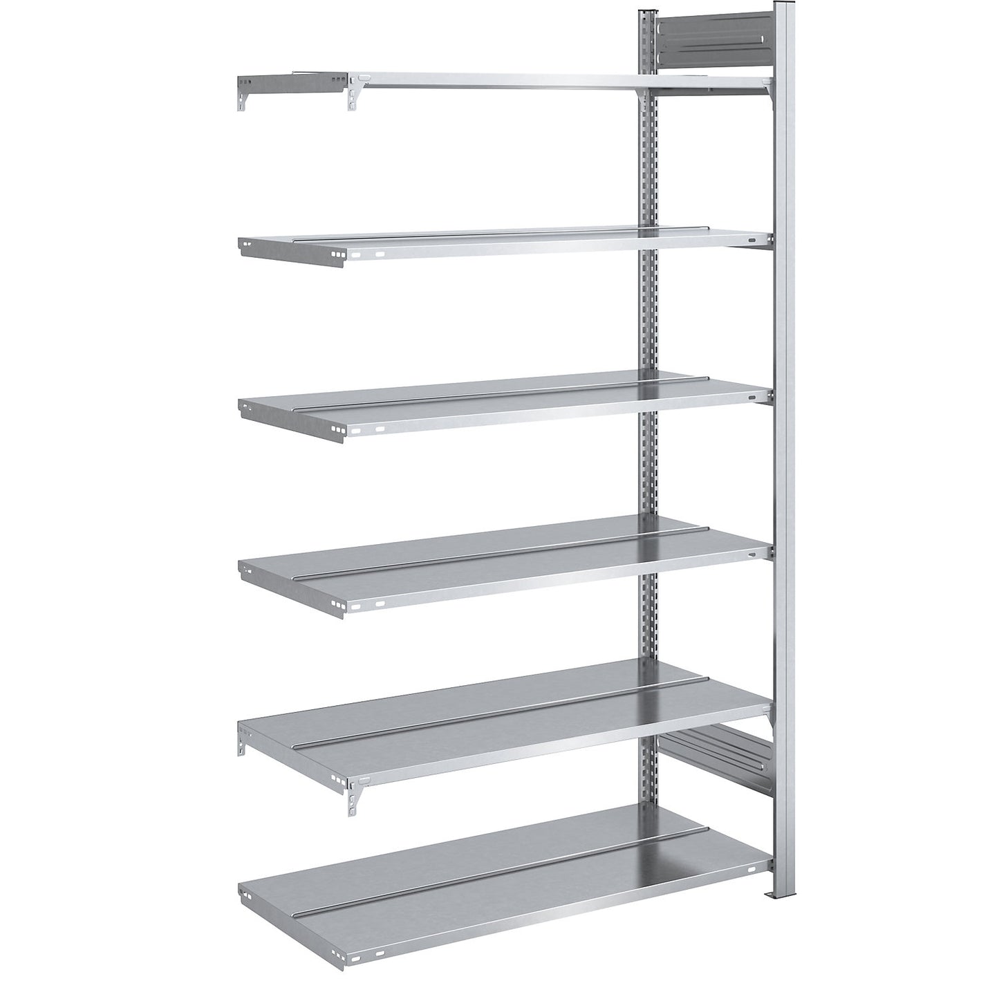 Boltless filing shelf unit, zinc plated, shelf height 2000 mm, double sided, extension shelf unit, WxD 1000 x 600 mm.