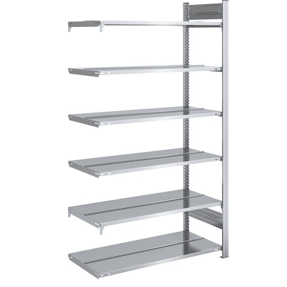 Boltless filing shelf unit, zinc plated, shelf height 2000 mm, double sided, extension shelf unit, WxD 1000 x 600 mm.
