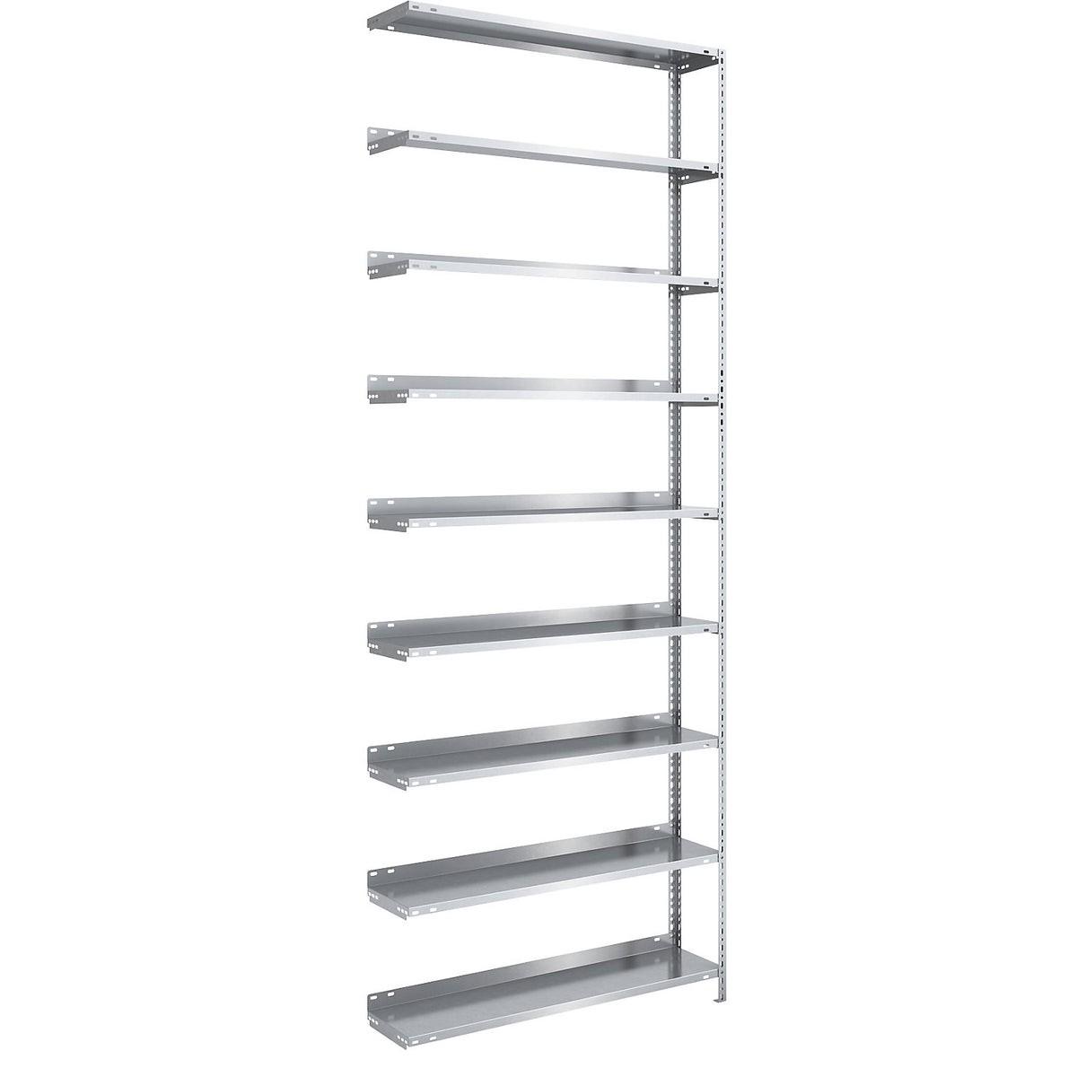 Bolt-together archive shelving, zinc plated, shelf height 2900 mm, extension shelf, width x depth 1000 x 300 mm.