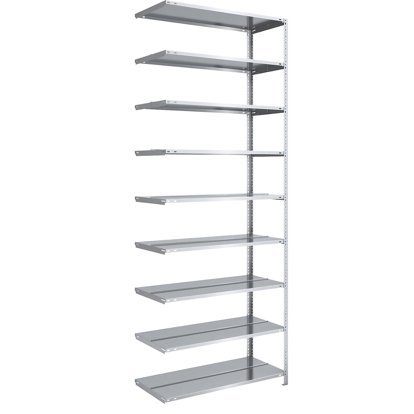 Bolt-together archive shelving, zinc plated, shelf height 2900 mm, double sided, extension shelf, width x depth 1000 x 600 mm.