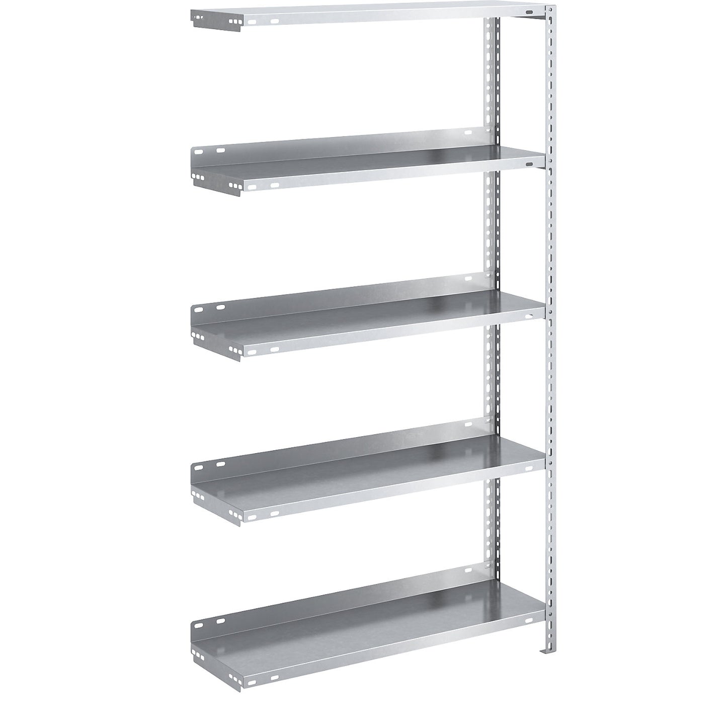 Bolt-together archive shelving, zinc plated, shelf height 1500 mm, extension shelf, width x depth 750 x 300 mm.