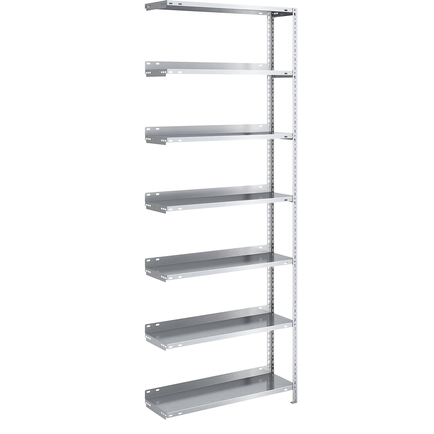 Bolt-together archive shelving, zinc plated, shelf height 2200 mm, extension shelf, width x depth 750 x 300 mm.