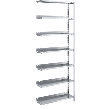 Bolt-together archive shelving, zinc plated, shelf height 2200 mm, extension shelf, width x depth 750 x 300 mm.