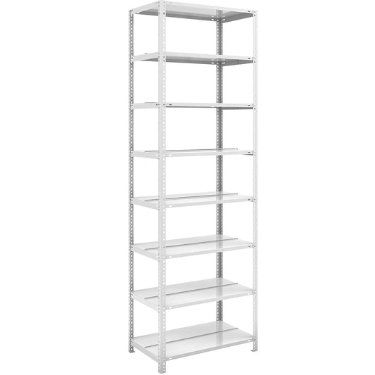 Bolt-together archive shelving, light grey RAL 7035, shelf height 2550 mm, double sided, standard shelf, width x depth 750 x 600 mm.