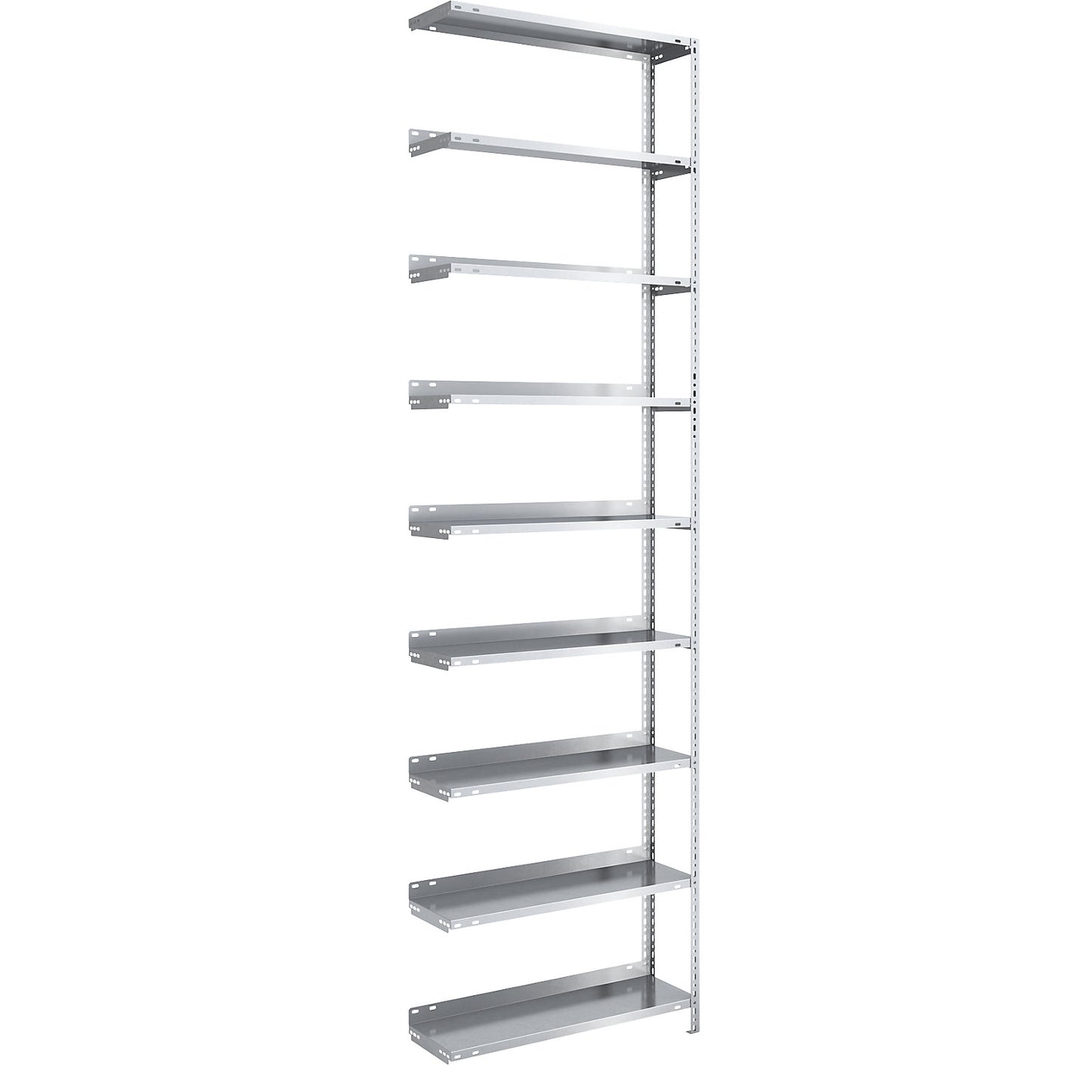 Bolt-together archive shelving, zinc plated, shelf height 2900 mm, extension shelf, width x depth 750 x 300 mm.
