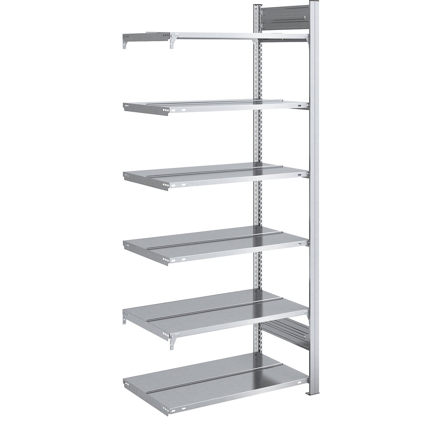 Boltless filing shelf unit, zinc plated, shelf height 2000 mm, double sided, extension shelf unit, WxD 750 x 600 mm.